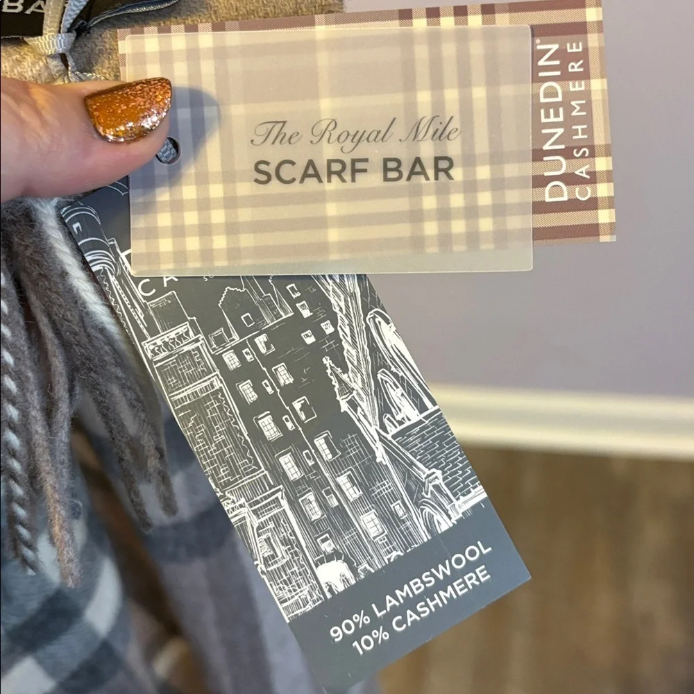 The Royal Mile Scarf Bar Neutral Plaid Lambswool Cashmere Blend Scarf Scotland